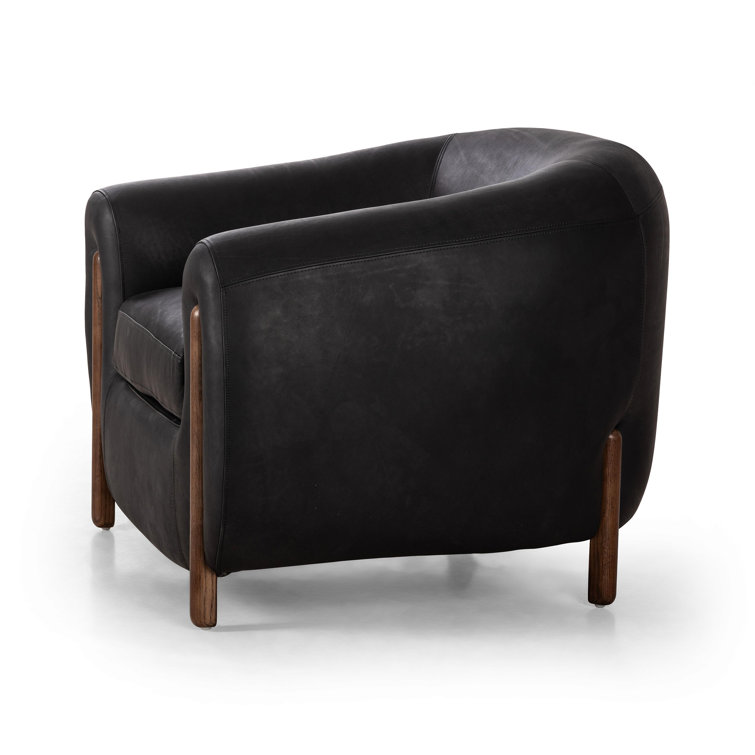 Genuine leather barrel discount chair